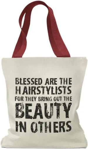 Custom Canvas Tote Shopping Bag Blessed Are The Hairstylists Inspiration & Motivation Hairstylists