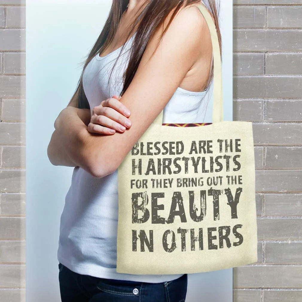 Custom Canvas Tote Shopping Bag Blessed Are The Hairstylists Inspiration & Motivation Hairstylists