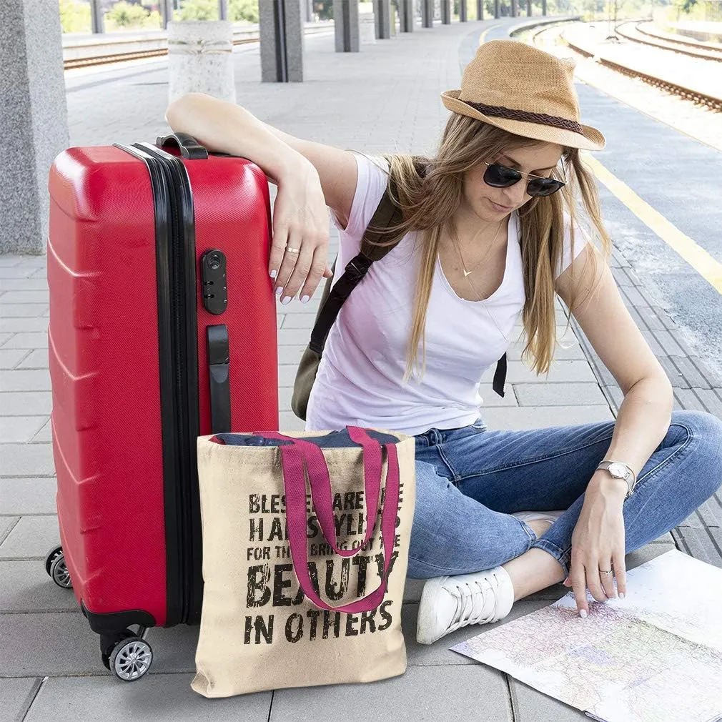 Custom Canvas Tote Shopping Bag Blessed Are The Hairstylists Inspiration & Motivation Hairstylists