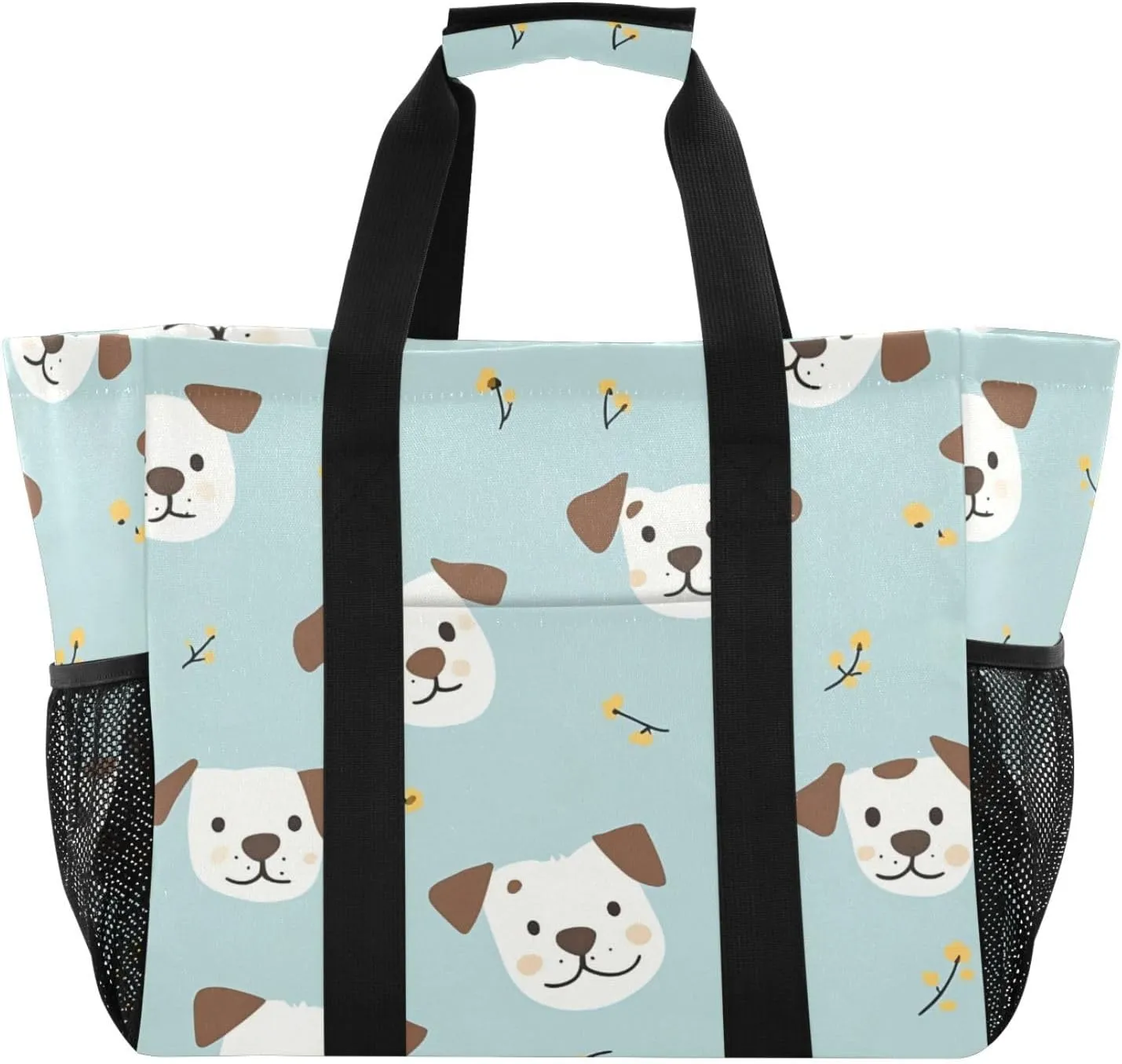 Cute Cartoon Puppy Large Beach Bags for Women & Men,Waterproof Sandproof Beach Tote Swim Pool Bag for Pool Gym Grocery Travel