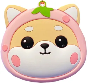 Cute Coin Purse Wristlet Keychain, Silicone Shiba Inu Wallet Key Handbag Accessories Keyring for Kids Girls Women