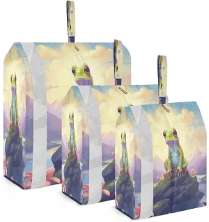 Cute Frog Lotus Flowers Compression Packing Cubes Luggage Organizer Bags for Travel Suitcase Organizer for Travel Accessories