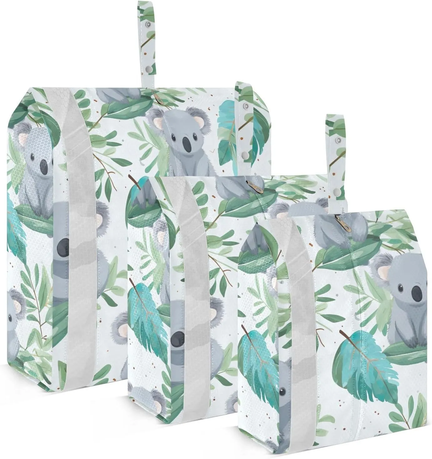 Cute Leaves Koala Packing Cubes for Travel 3 Set Compression Travel Bags Luggage Accessories for Vacation Clothes