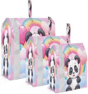 Cute Pink Panda Packing Cubes for Travel 3 Set Compression Travel Bags Luggage Accessories for Vacation Clothes