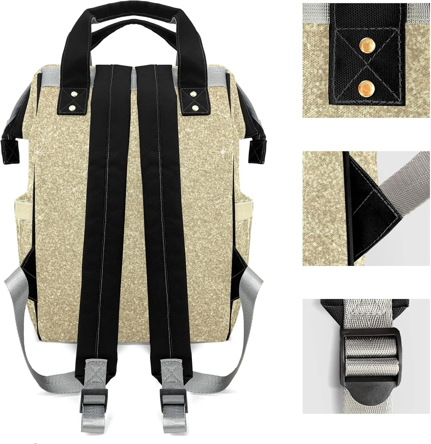 Diaper Bags Glitter-Bling Print Tote Bags Backpack with Name Mommy Nursing Bags Gifts for Women Men