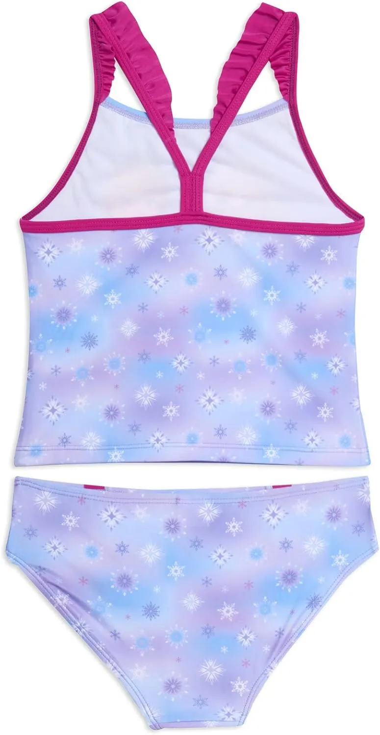 Disney Princess Anna Elsa Girls Tankini Top and Bikini Bottom Swim Set Toddler to Little Kid