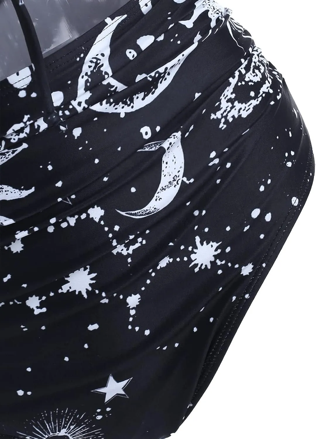 DRESSFO Bikini Set for Women Two Piece Bathing Suit High Waisted Bikini Gothic Sun and Moon Tummy Control Swimsuits