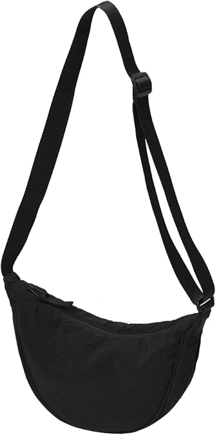 Dumpling Bags Women Armpit Bags Nylon Simple Shoulder Bag Design Crossbody Bag Men Messenger Small (Black, One Size)