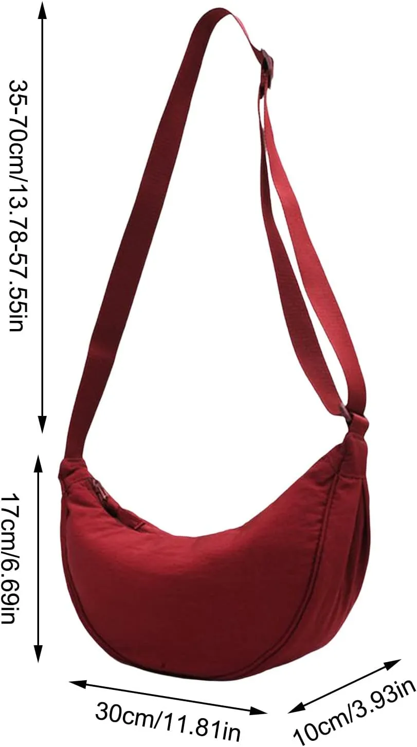 Dumpling Bags Women Armpit Bags Nylon Simple Shoulder Bag Design Crossbody Bag Men Messenger Small (Black, One Size)