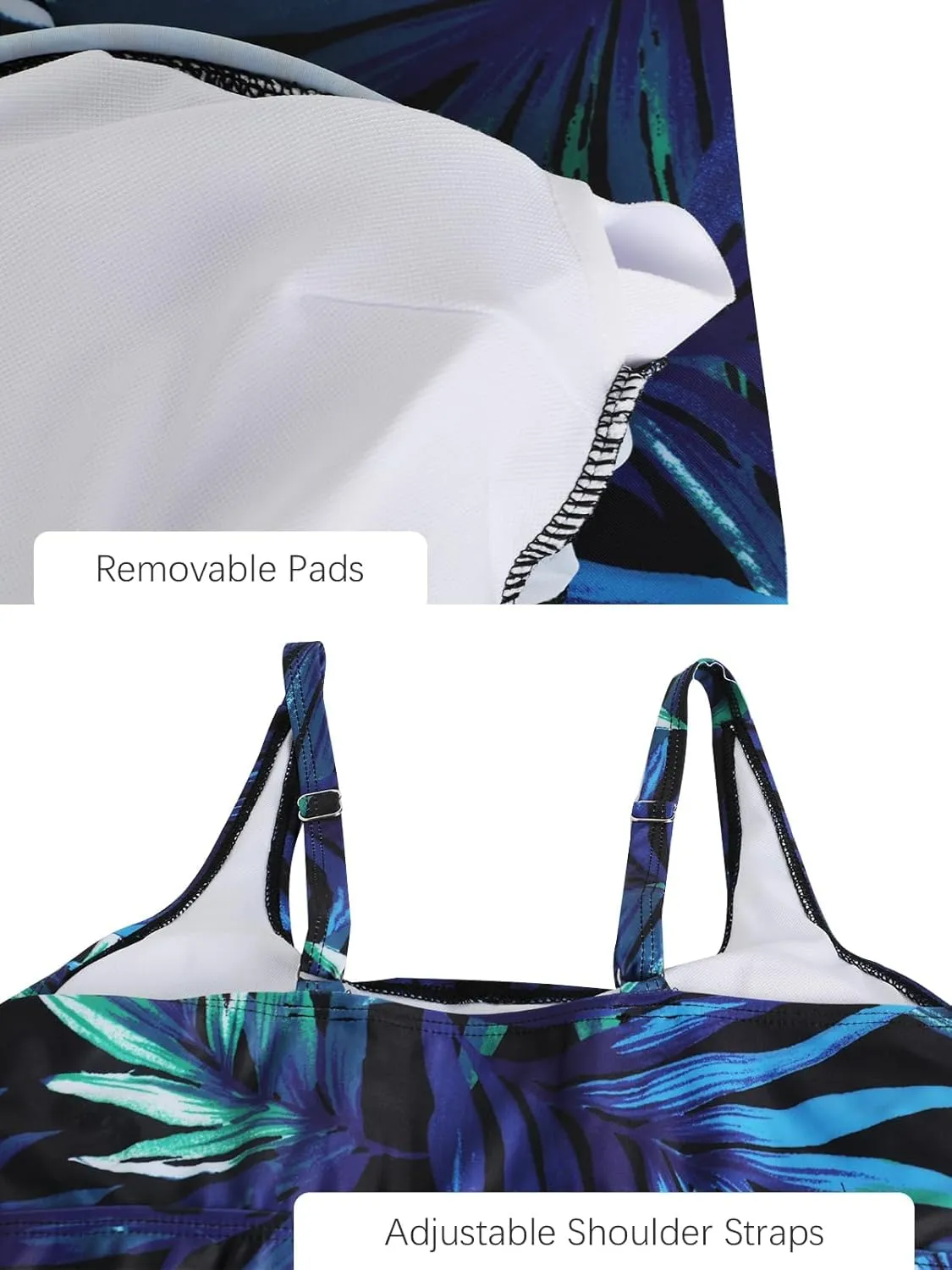ECUPPER Women Plus Size Tankini Swimsuits Two Piece Swim Dress Modest Skirted Bathing Suit Flowy Swim Top with Capris Shorts