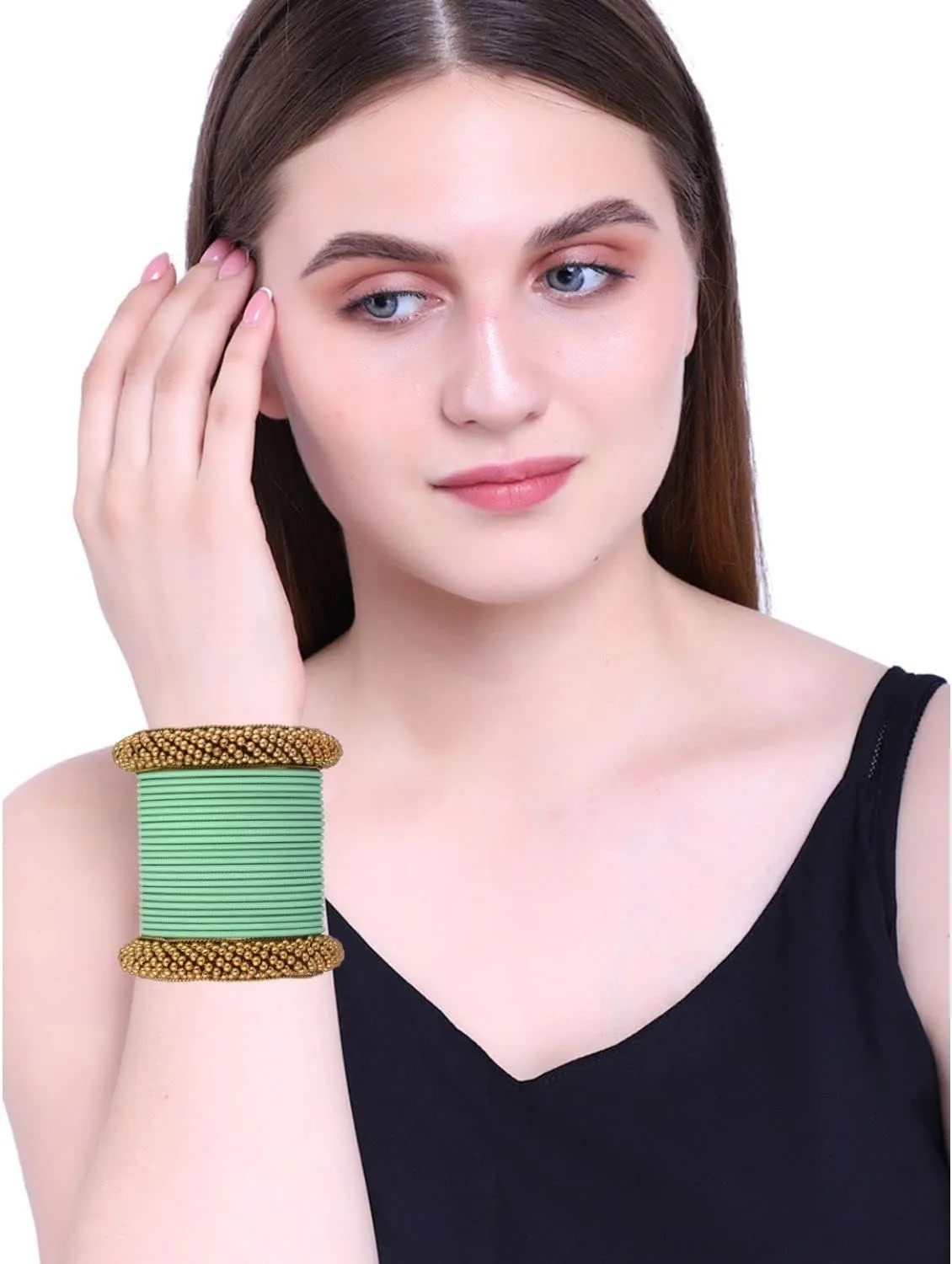 Efulgenz Boho Tribal Antique Crystal Floral Oxidized Indian Bangle Bracelet Jewelry for Women