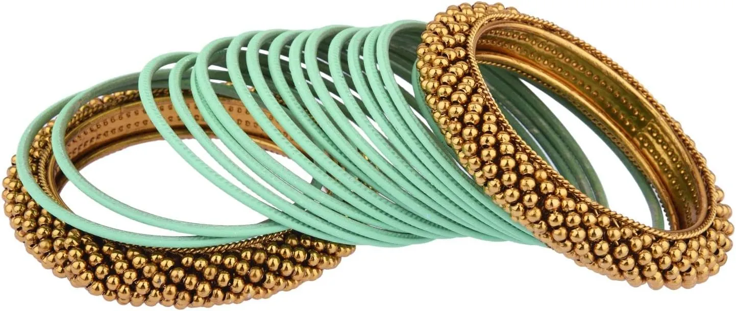 Efulgenz Boho Tribal Antique Crystal Floral Oxidized Indian Bangle Bracelet Jewelry for Women
