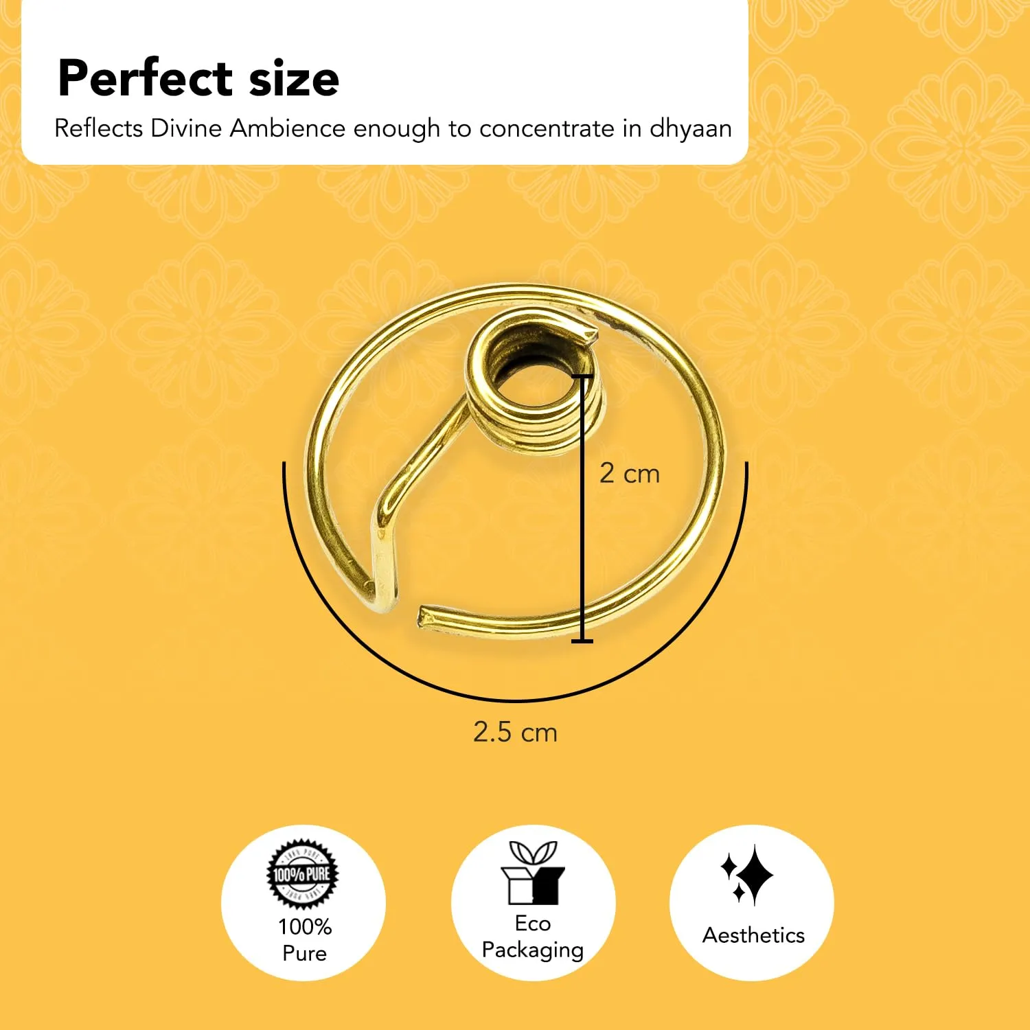 Ekhasa 100% Pure Brass Wick Holders for Oil Lamp | Deepam Stand, Vilakku Thiri Holder | Niranjan Kadi, Samay Diya Kadi Holder | Thiri Stand for Deepak | Round Wicks for Pooja Diya (Set of 6)