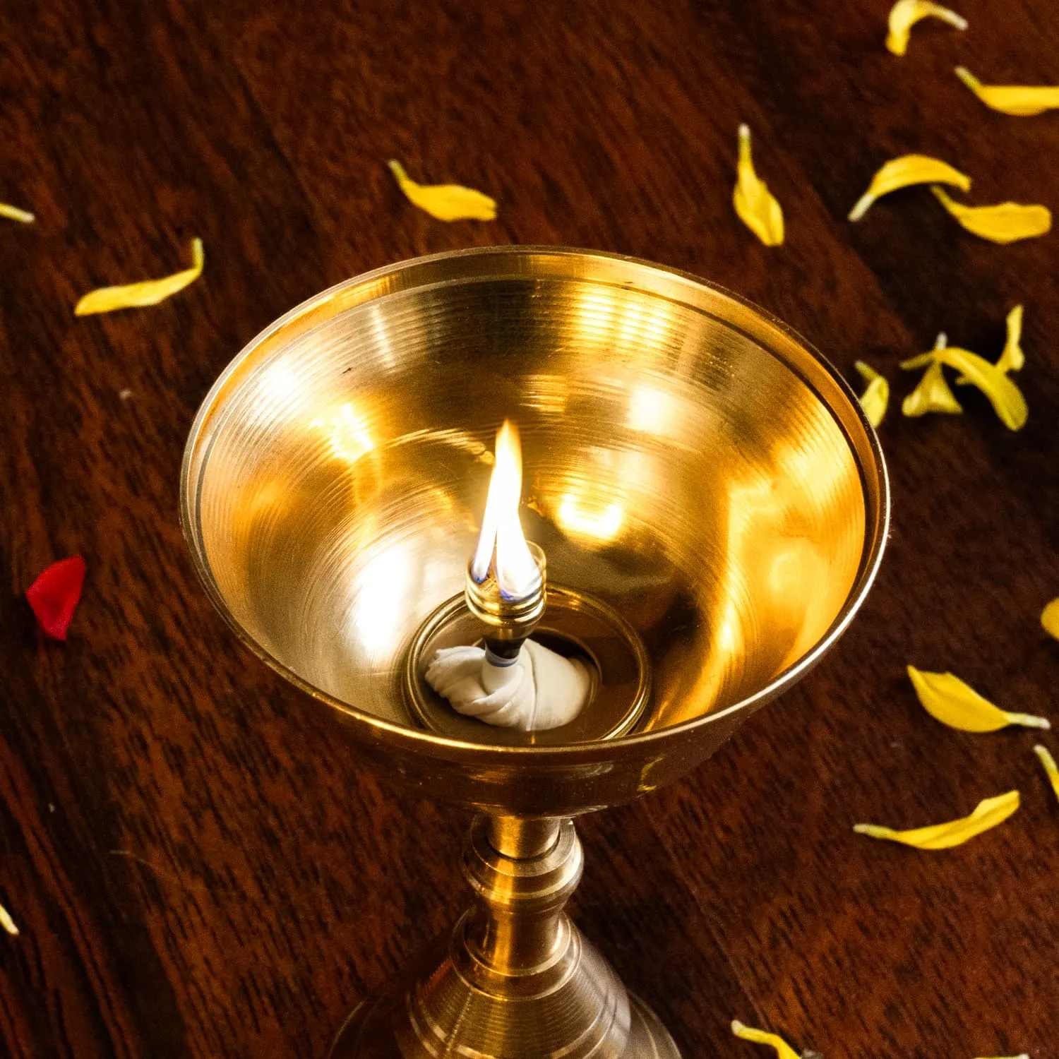 Ekhasa 100% Pure Brass Wick Holders for Oil Lamp | Deepam Stand, Vilakku Thiri Holder | Niranjan Kadi, Samay Diya Kadi Holder | Thiri Stand for Deepak | Round Wicks for Pooja Diya (Set of 6)