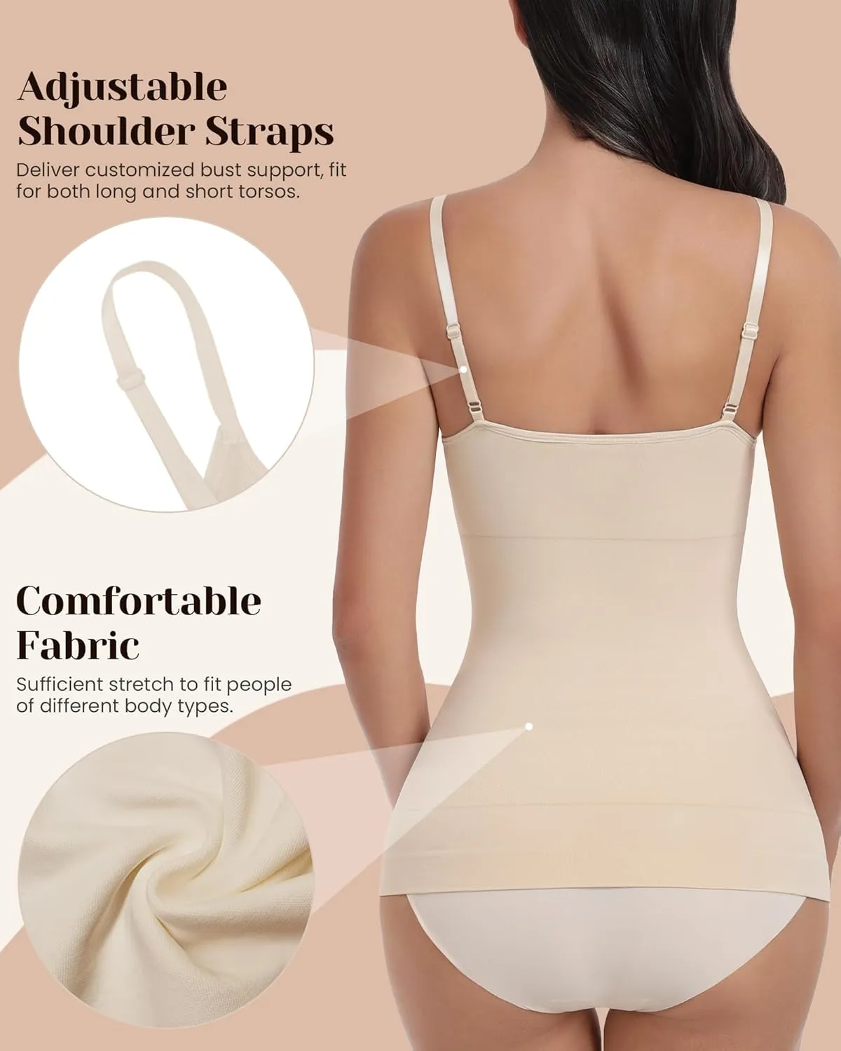 EUYZOU Womens Tummy Control Shapewear Tank Tops Seamless V-Neck Compression Tank Tops Body Shaper Camisole