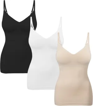 EUYZOU Womens Tummy Control Shapewear Tank Tops Seamless V-Neck Compression Tank Tops Body Shaper Camisole