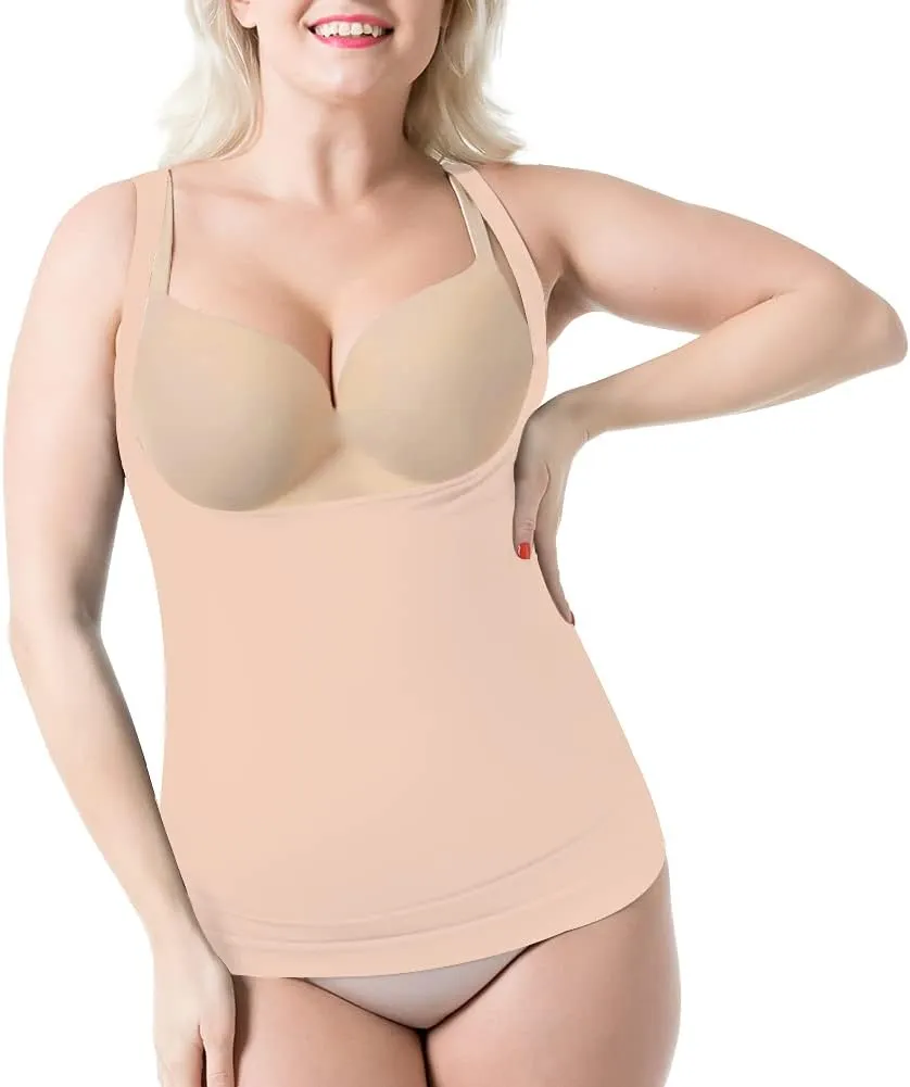 EUYZOU Women's Underbust Shapewear Tank Tops - Seamless Tummy Control Compression Camisole Tops Slimming Tank