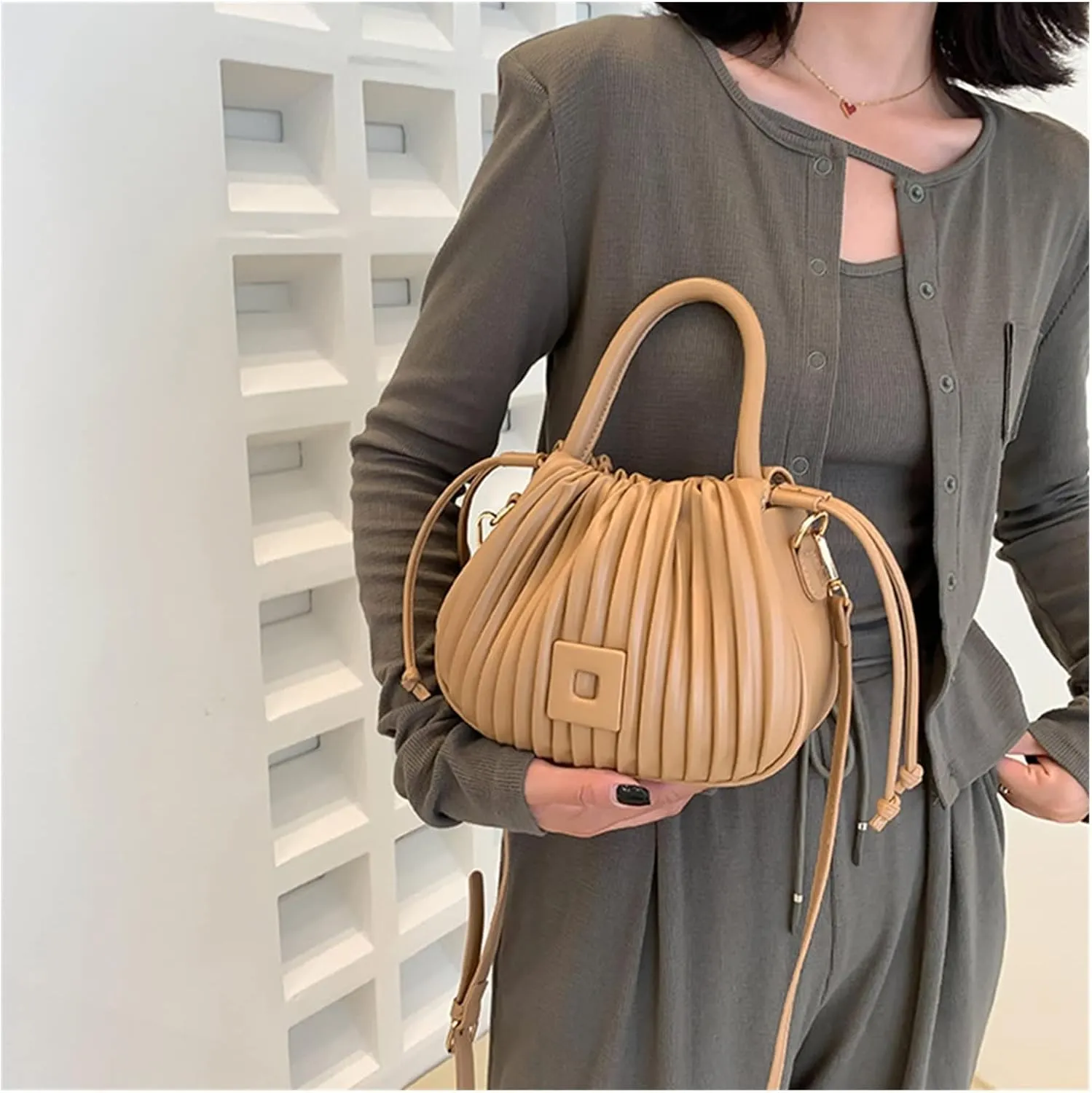 Fashion Handbags Women Shoulder Crossbody Bags For Women Tote PU Leather Bucket Bag(Green)