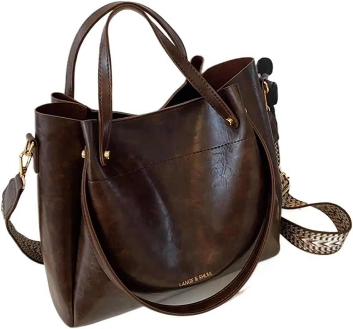 Fashion Trend Leather Tote Bag for Women Female Simple Large High Capacity Shoulder Side Bag