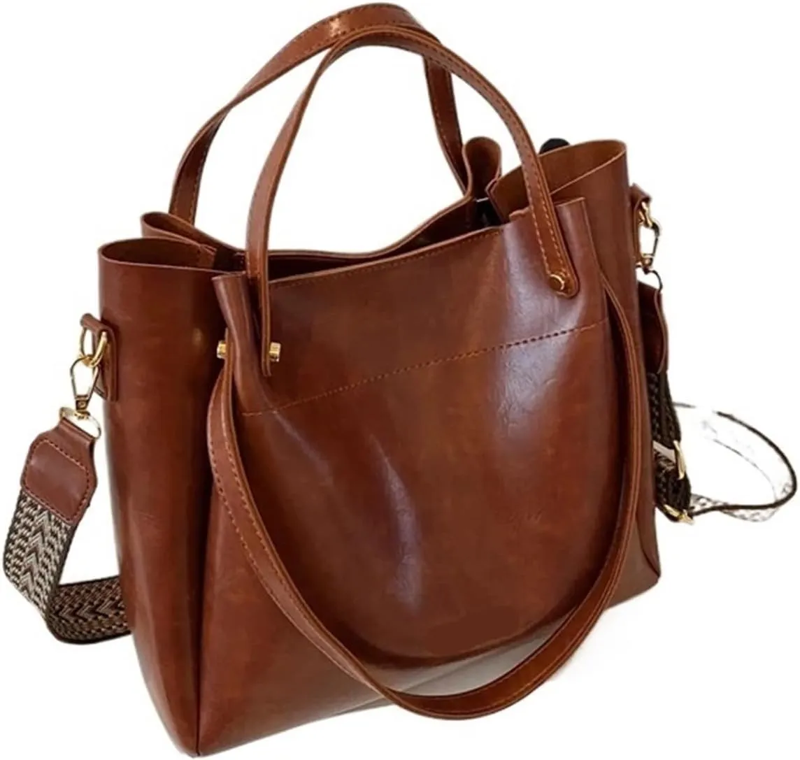 Fashion Trend Leather Tote Bag for Women Female Simple Large High Capacity Shoulder Side Bag