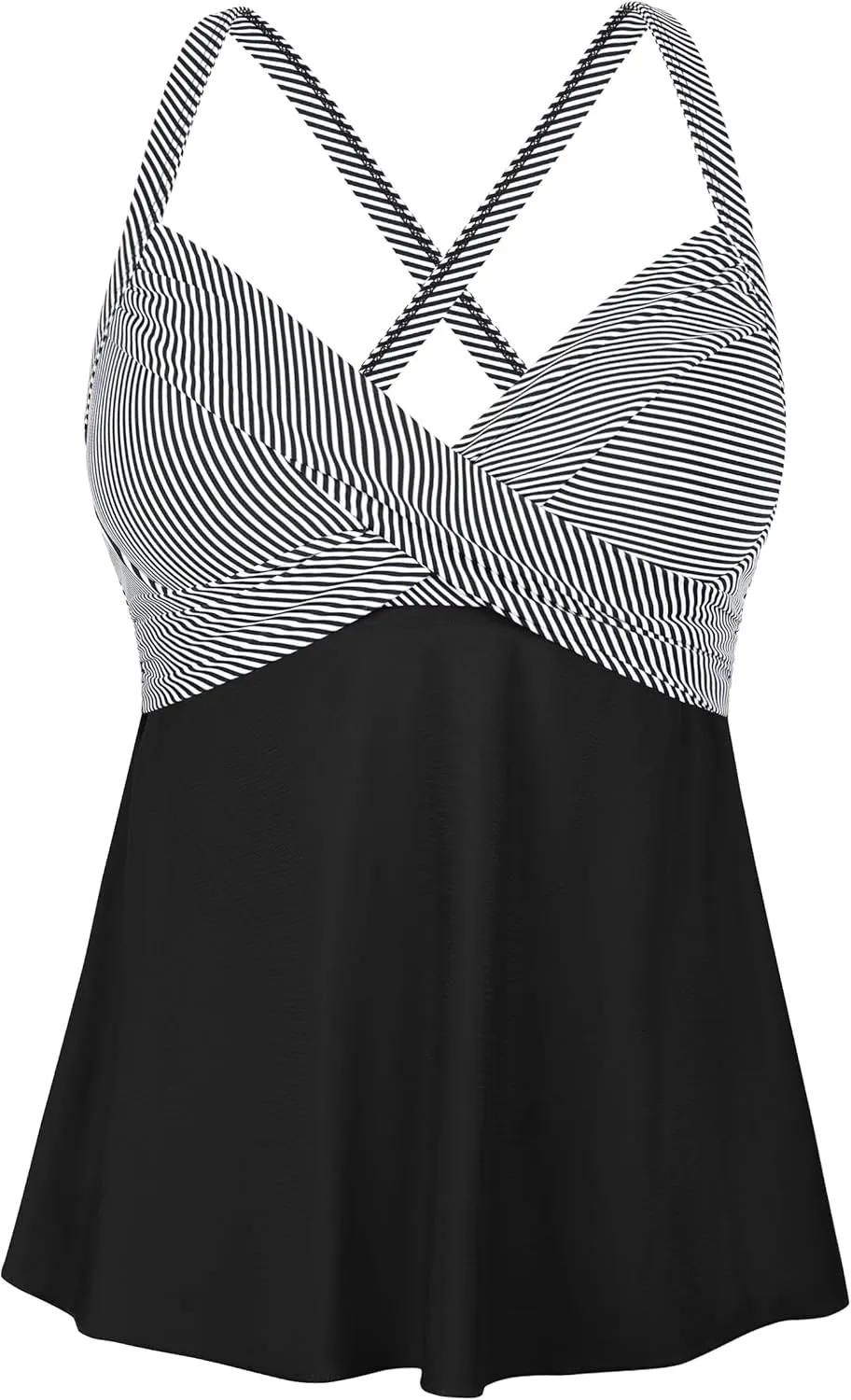 Firpearl Women's Underwire Tankini Top Only Twist V Neck Swimsuits for Big Busted Loose Fit Bathing Suit Tops