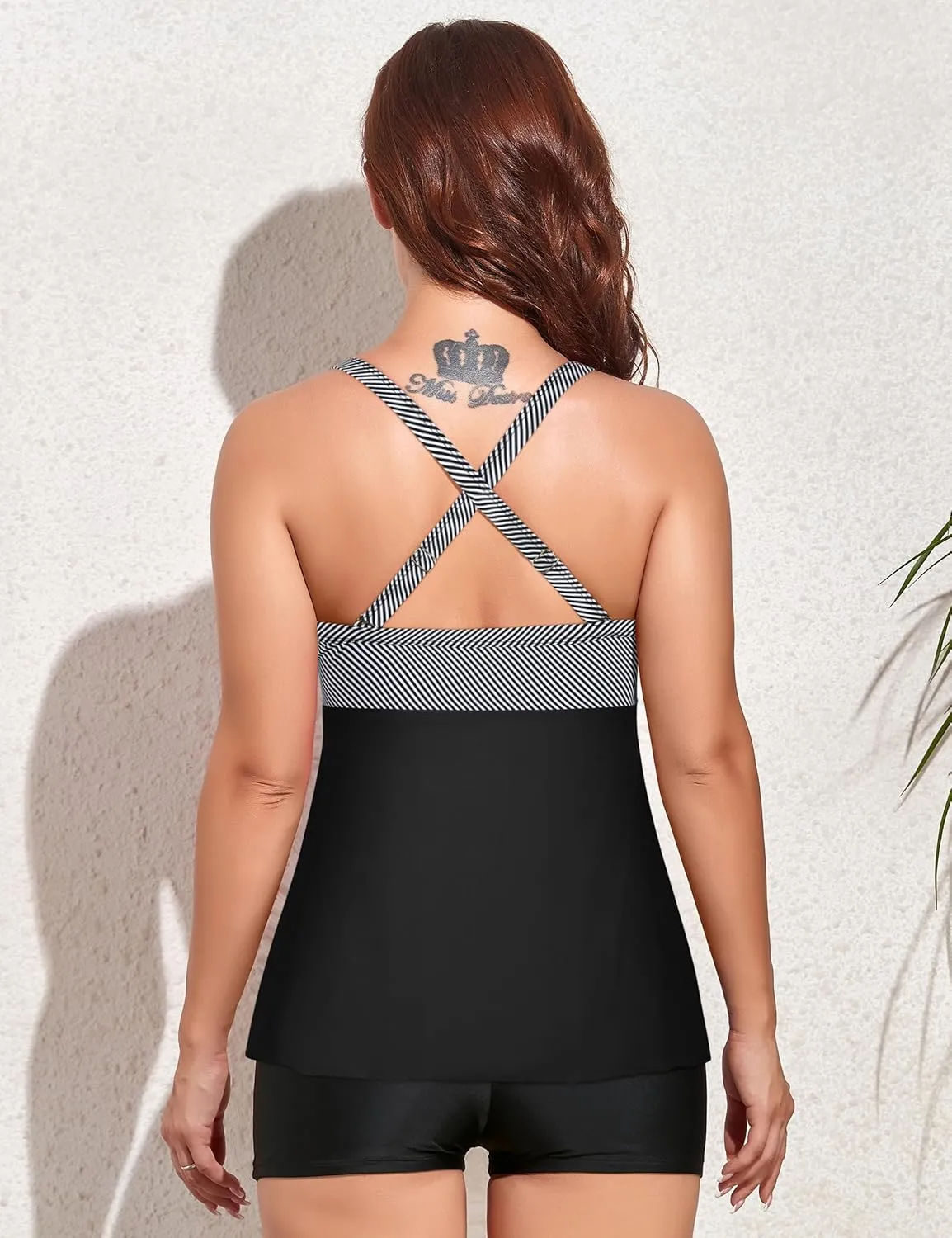 Firpearl Women's Underwire Tankini Top Only Twist V Neck Swimsuits for Big Busted Loose Fit Bathing Suit Tops