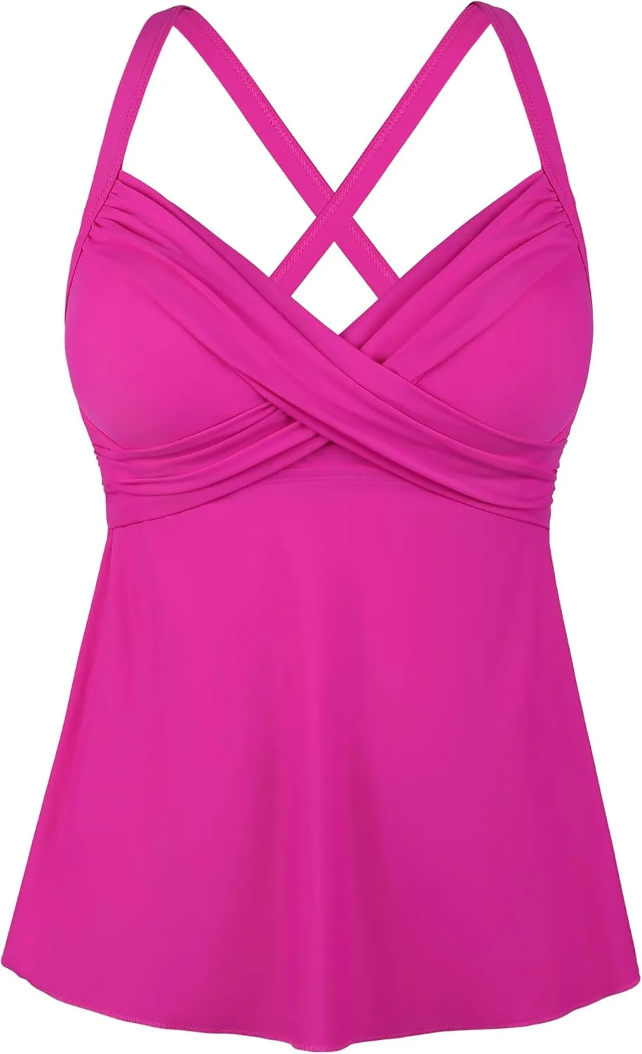 Firpearl Women's Underwire Tankini Top Only Twist V Neck Swimsuits for Big Busted Loose Fit Bathing Suit Tops