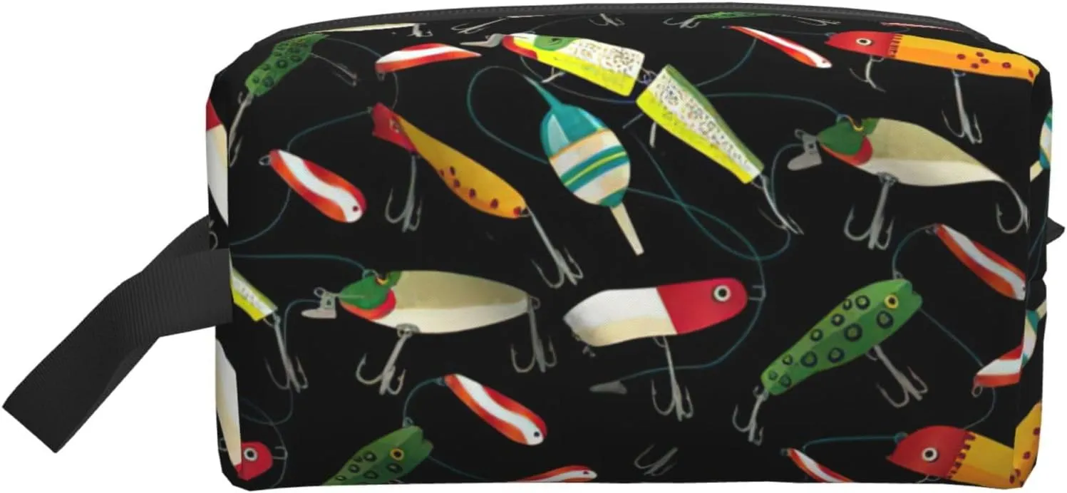 Fishing Lure print Toiletry Bag for Men,Toiletry Organizer Dopp Kit Shaving Bag for Toiletries Accessories