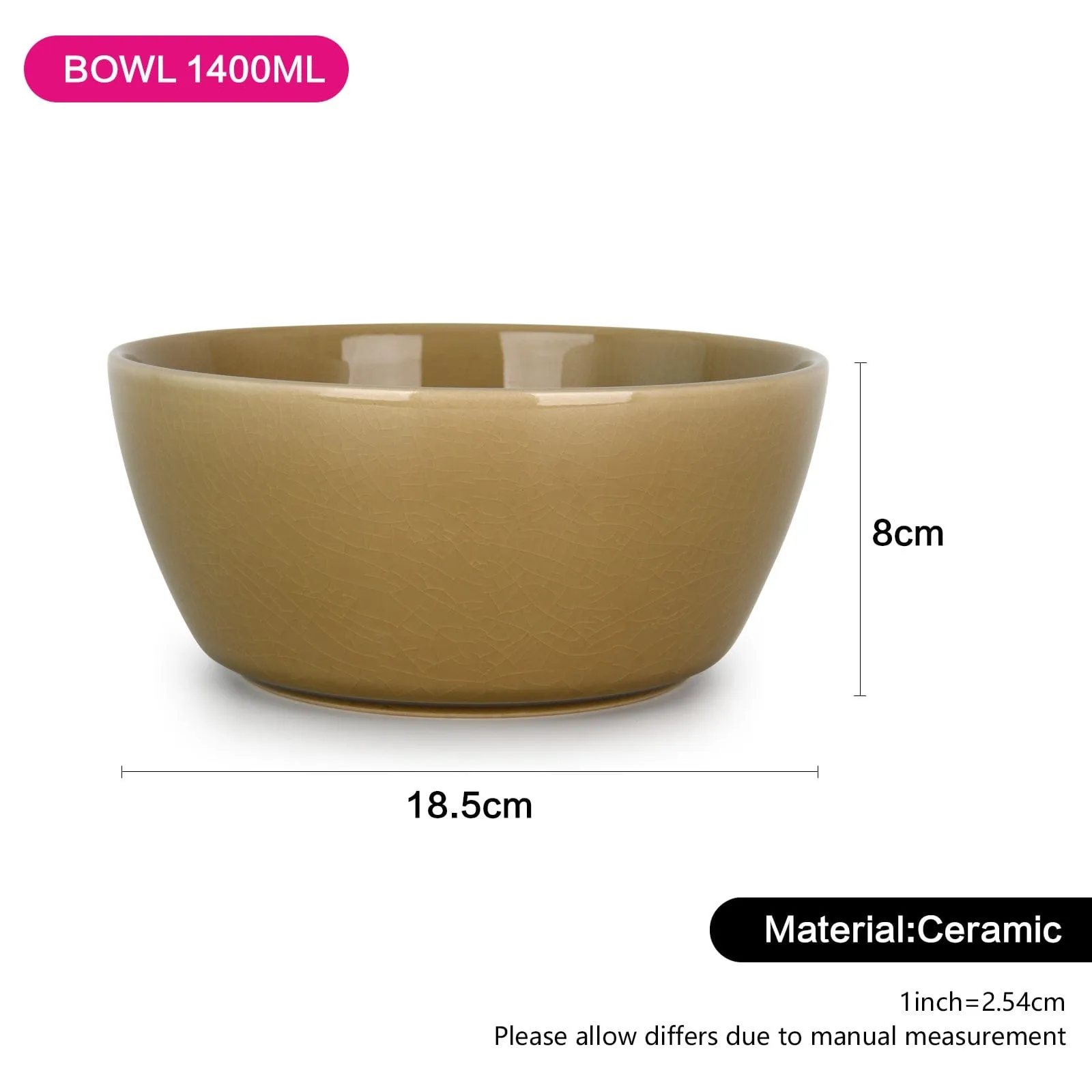 Fissman Ceramic Bowl Brown 1400ml