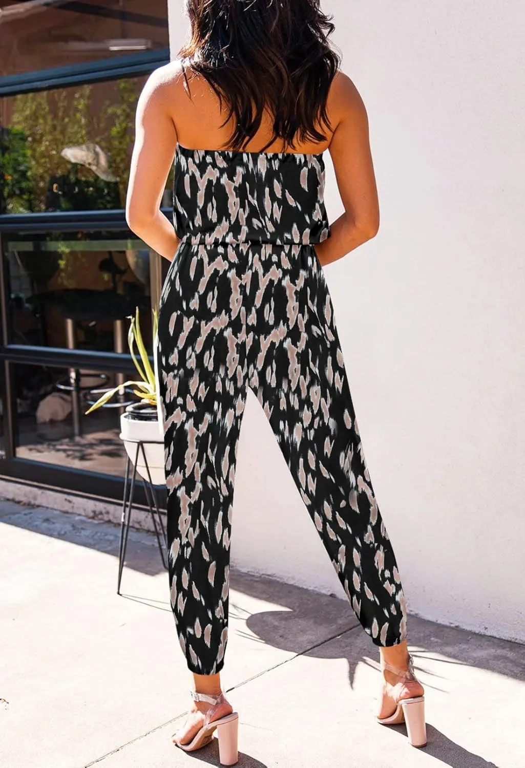 Fixmatti Women Tube Top Romper Strapless Bandeau Cold Shoulder Jumpsuit Outfits