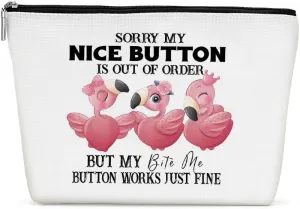 Flamingo Gifts, Funny Pink Flamingo Makeup Bag, Flamingo Decor Stuff Summer Vacation Cosmetic Bag for Women Girls Flamingo Lovers Birthday Christmas Graduation Friendship Beach Bag