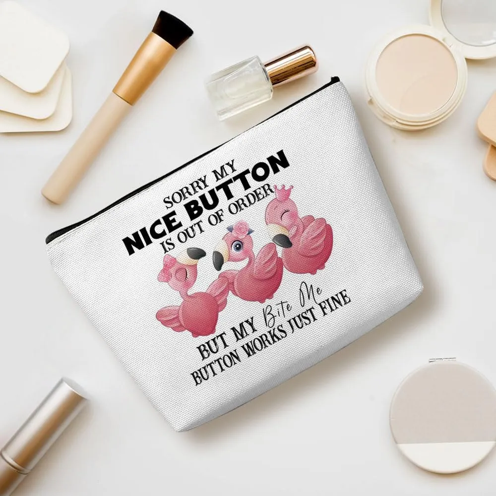 Flamingo Gifts, Funny Pink Flamingo Makeup Bag, Flamingo Decor Stuff Summer Vacation Cosmetic Bag for Women Girls Flamingo Lovers Birthday Christmas Graduation Friendship Beach Bag