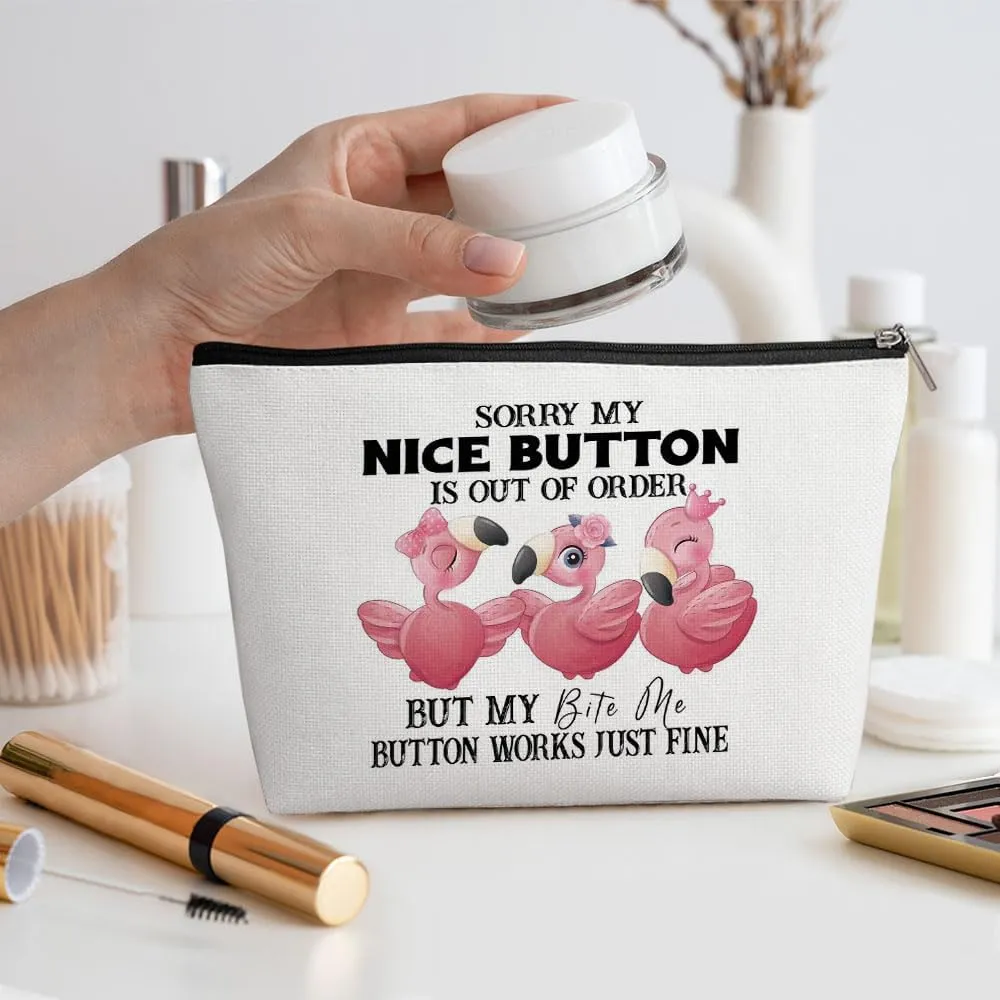 Flamingo Gifts, Funny Pink Flamingo Makeup Bag, Flamingo Decor Stuff Summer Vacation Cosmetic Bag for Women Girls Flamingo Lovers Birthday Christmas Graduation Friendship Beach Bag