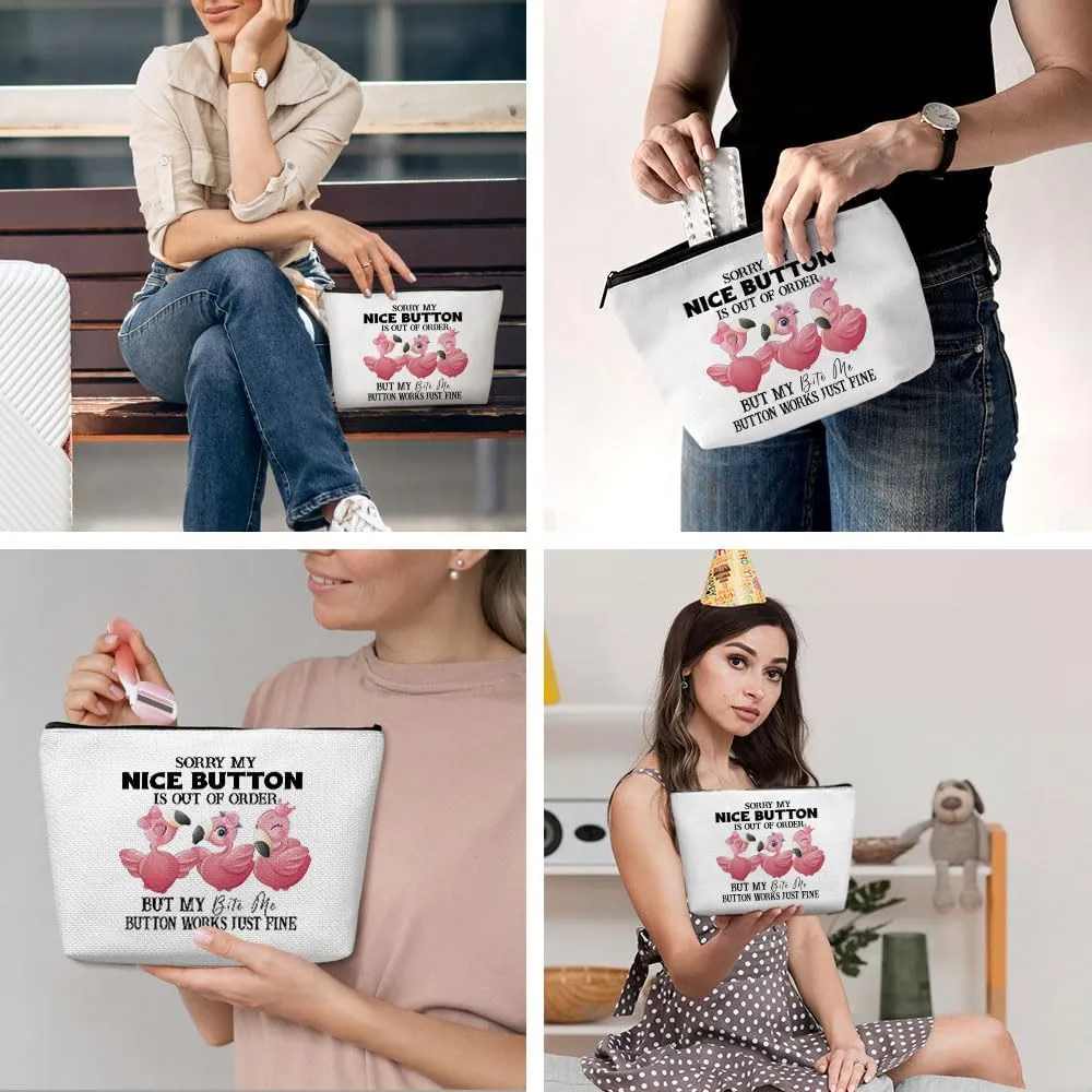 Flamingo Gifts, Funny Pink Flamingo Makeup Bag, Flamingo Decor Stuff Summer Vacation Cosmetic Bag for Women Girls Flamingo Lovers Birthday Christmas Graduation Friendship Beach Bag