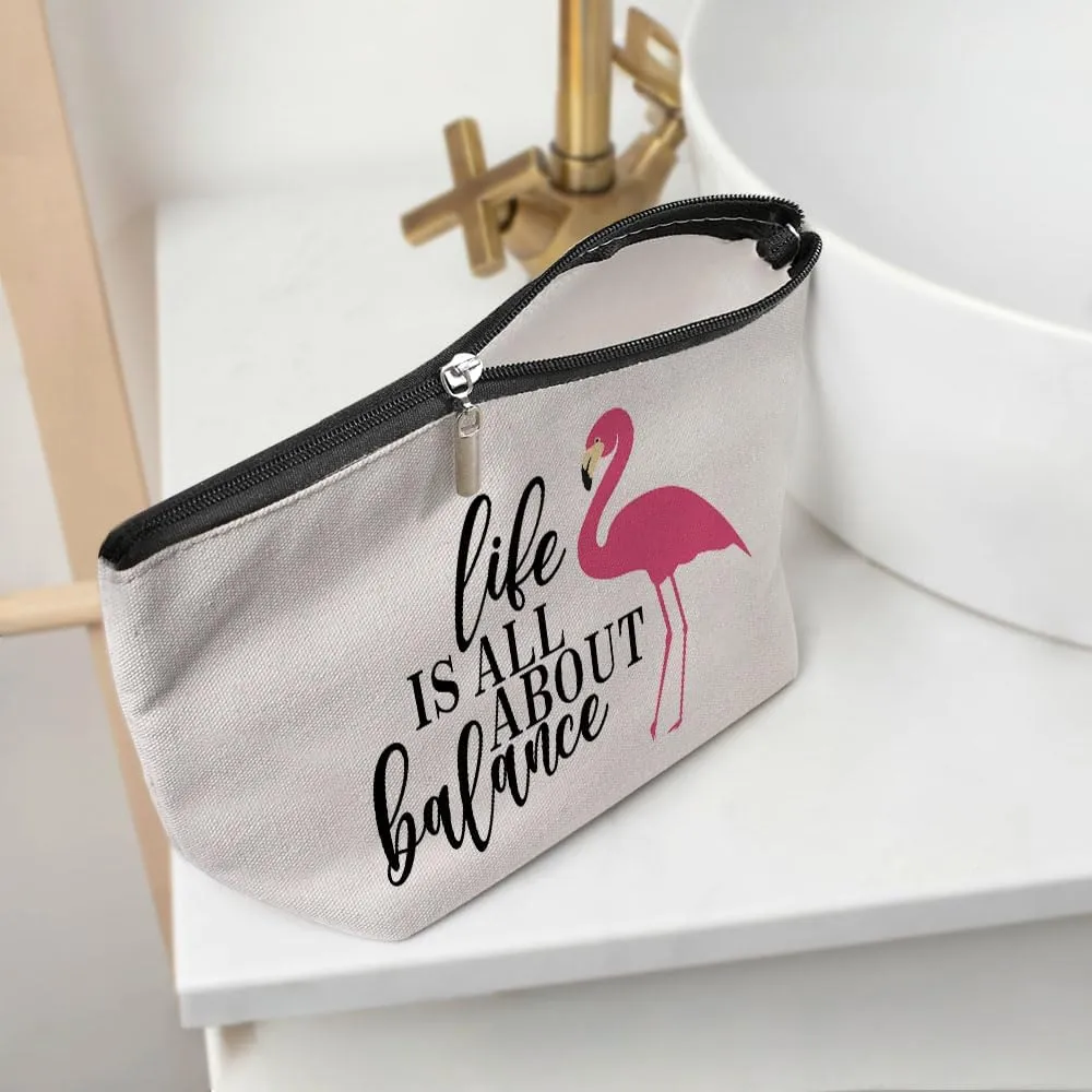 Flamingo Gifts, Pink Flamingo Makeup Bag, Flamingo Decor Stuff Summer Vacation Cosmetic Bag for Women Flamingo Lovers Friends Sister Girls Birthday Christmas Graduation Friendship Travel Toiletry Bag