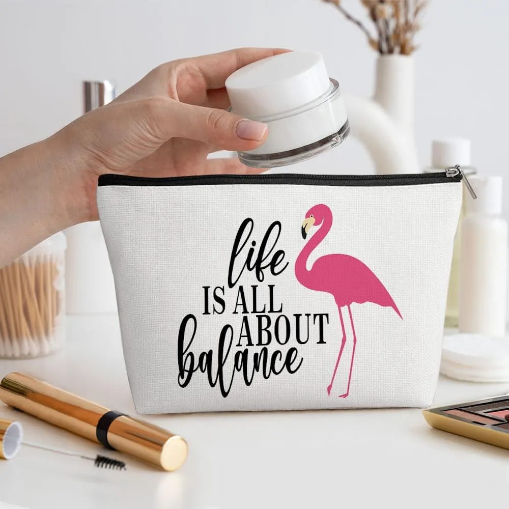 Flamingo Gifts, Pink Flamingo Makeup Bag, Flamingo Decor Stuff Summer Vacation Cosmetic Bag for Women Flamingo Lovers Friends Sister Girls Birthday Christmas Graduation Friendship Travel Toiletry Bag