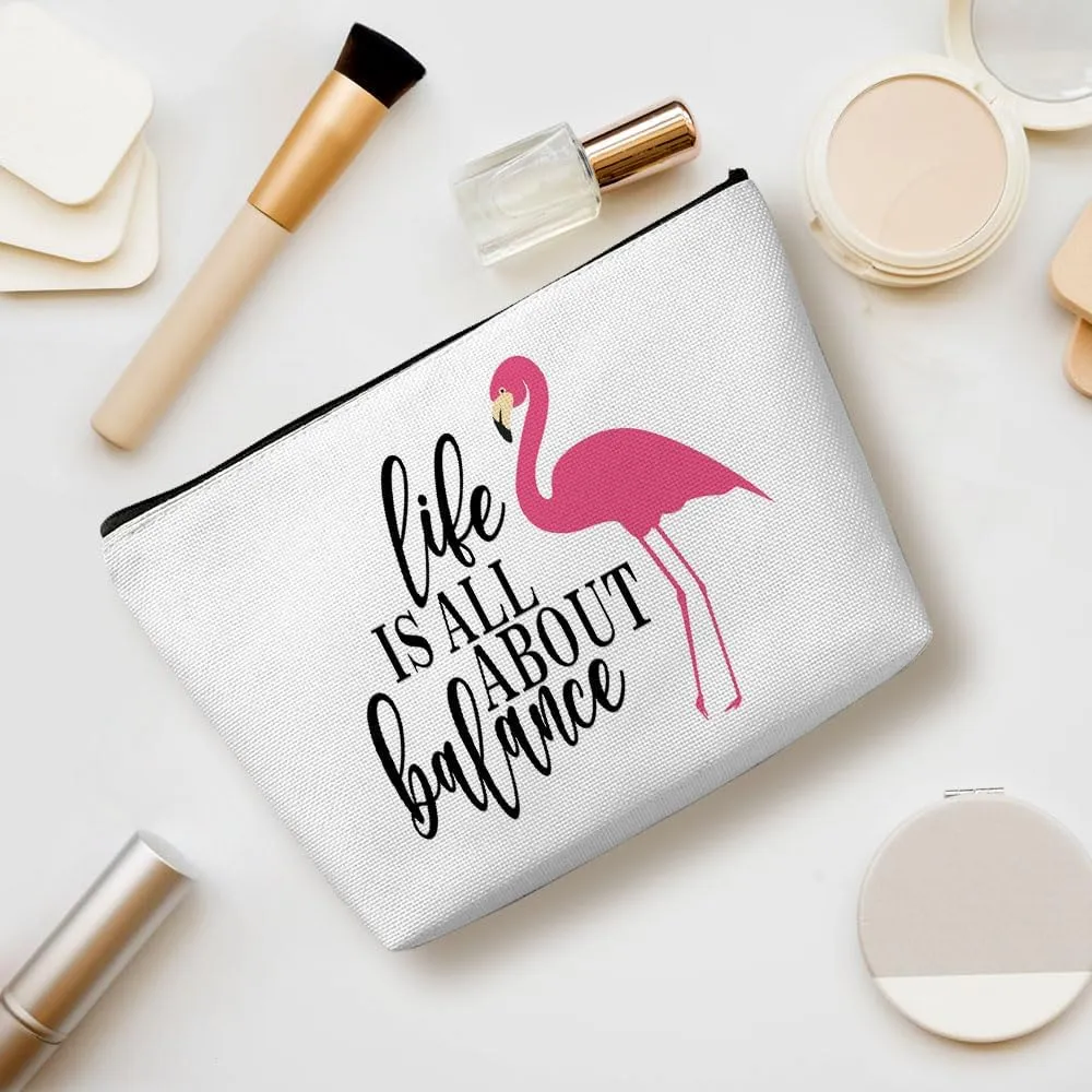 Flamingo Gifts, Pink Flamingo Makeup Bag, Flamingo Decor Stuff Summer Vacation Cosmetic Bag for Women Flamingo Lovers Friends Sister Girls Birthday Christmas Graduation Friendship Travel Toiletry Bag