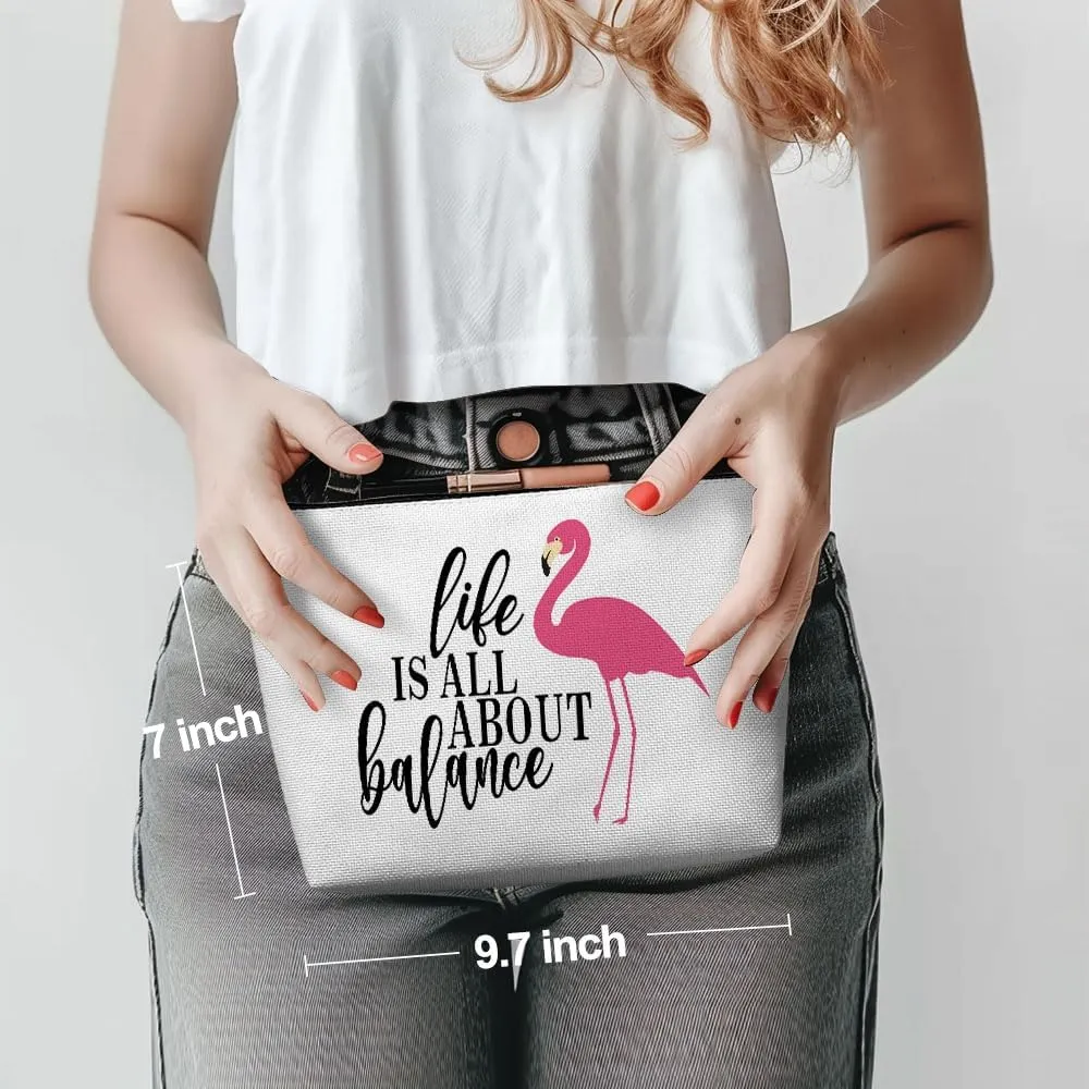 Flamingo Gifts, Pink Flamingo Makeup Bag, Flamingo Decor Stuff Summer Vacation Cosmetic Bag for Women Flamingo Lovers Friends Sister Girls Birthday Christmas Graduation Friendship Travel Toiletry Bag