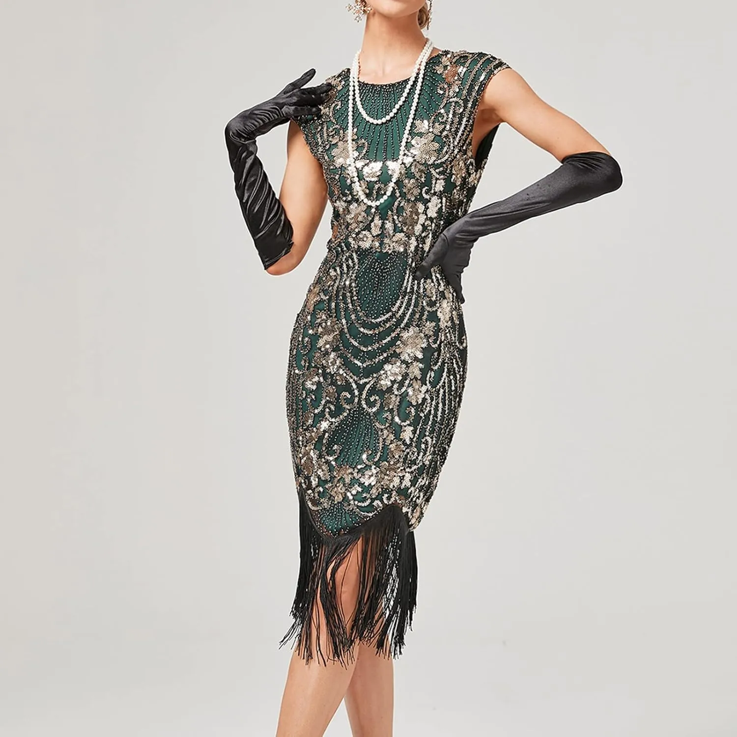 Flapper Dresses 1920s Gatsby Plus Size Cap Sleeve Sparkly Fringe Dress Art Deco Roaring 20s Cocktail Costumes