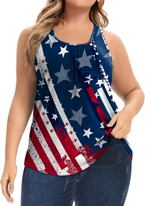 FOREYOND Women's Plus Size Workout Tank Tops Racerback Athletic Flowy Tops Yoga Running Sleevelss Summer Shirts Loose