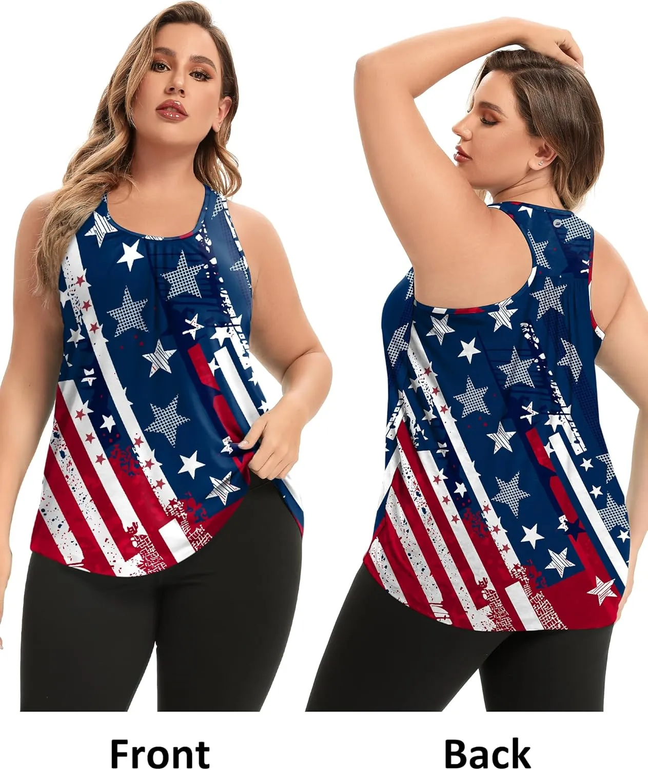 FOREYOND Women's Plus Size Workout Tank Tops Racerback Athletic Flowy Tops Yoga Running Sleevelss Summer Shirts Loose