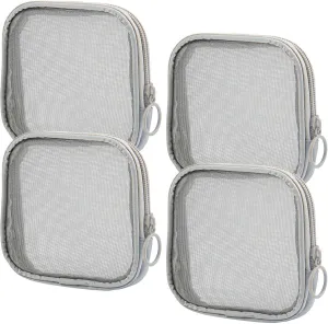 Framendino, 4 Pack Grey Mesh Makeup Bag Travel Toiletry with Zipper Mini Cosmetic for Daily Toiletries Accessories