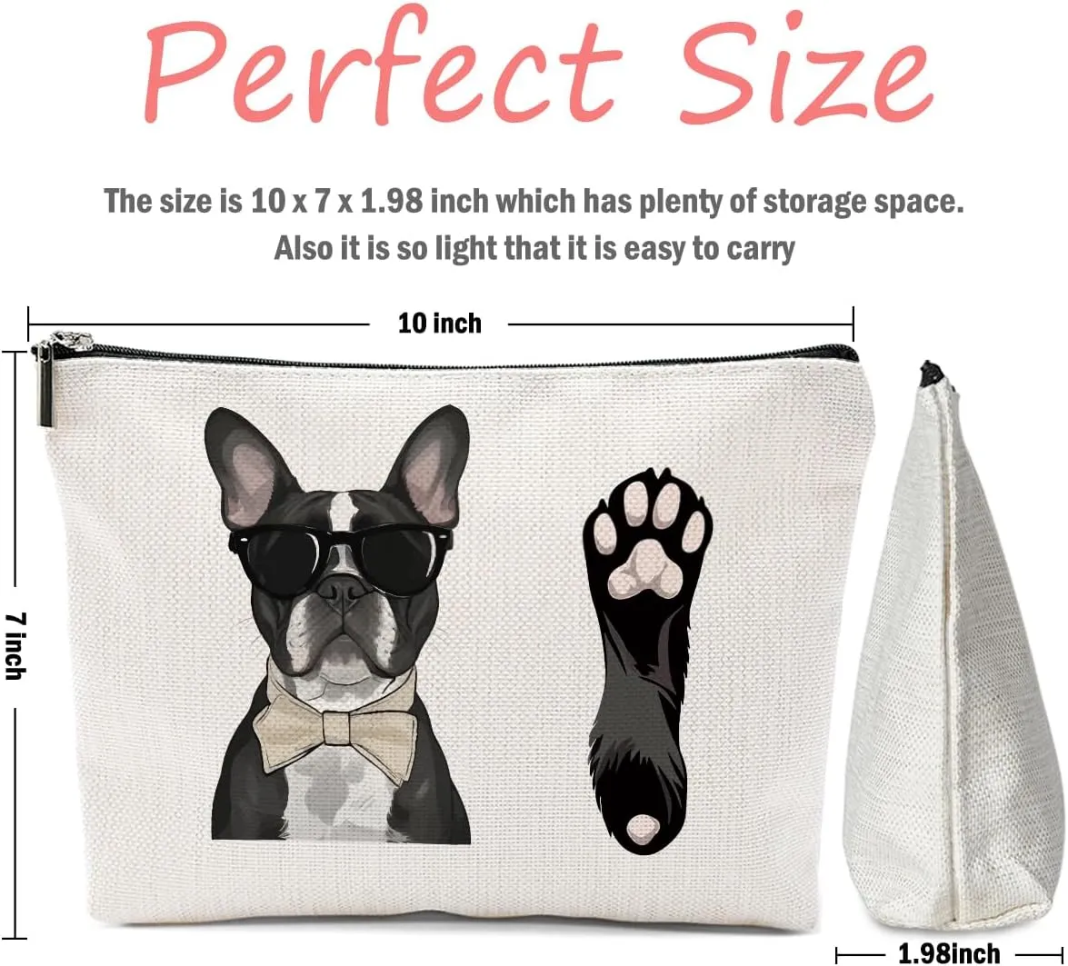 French Bulldog Gifts, Dog Lovers Gifts for Women, Bulldog Lovers Cosmetic Bag Travel Pouch for Women Girls Daughter Friendship Graduation Birthday, Black