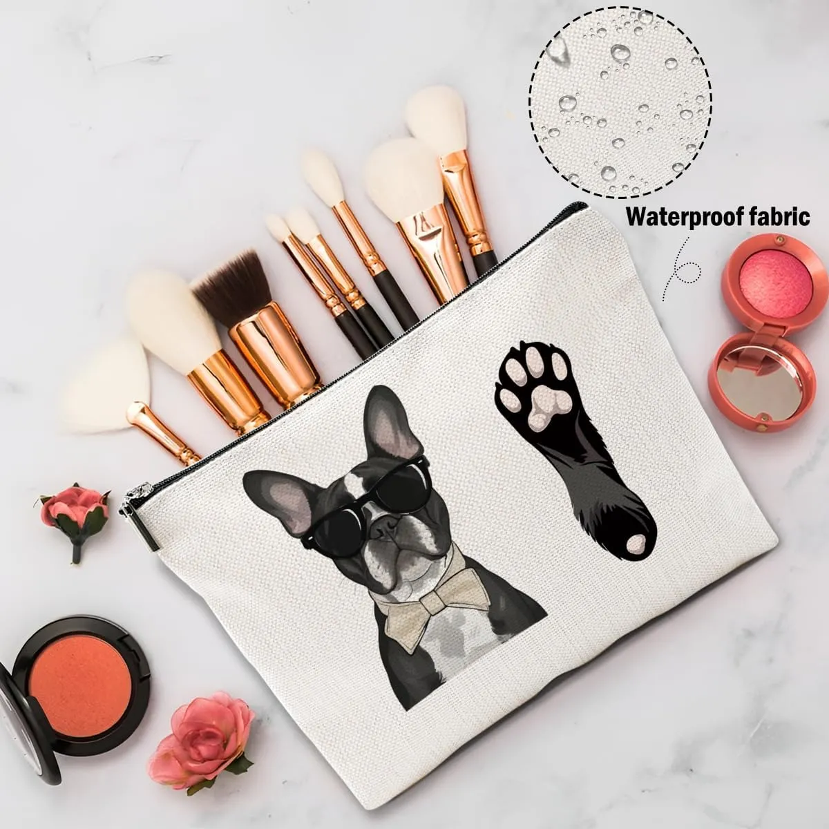 French Bulldog Gifts, Dog Lovers Gifts for Women, Bulldog Lovers Cosmetic Bag Travel Pouch for Women Girls Daughter Friendship Graduation Birthday, Black