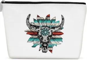 Funny Western Makeup Bag, Western Gifts, Western Accessories for Women, Vintage Cowgirl Sunflower Cosmetic Bag for Women Sister Girl Western Lovers Birthday Christmas Friendship Travel Toiletry Bag