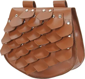 FURPHI Medieval Belt Pouch Renaissance Faux Leather Scale Waist Bag LARP Costume Accessories for Men Women (Brown)