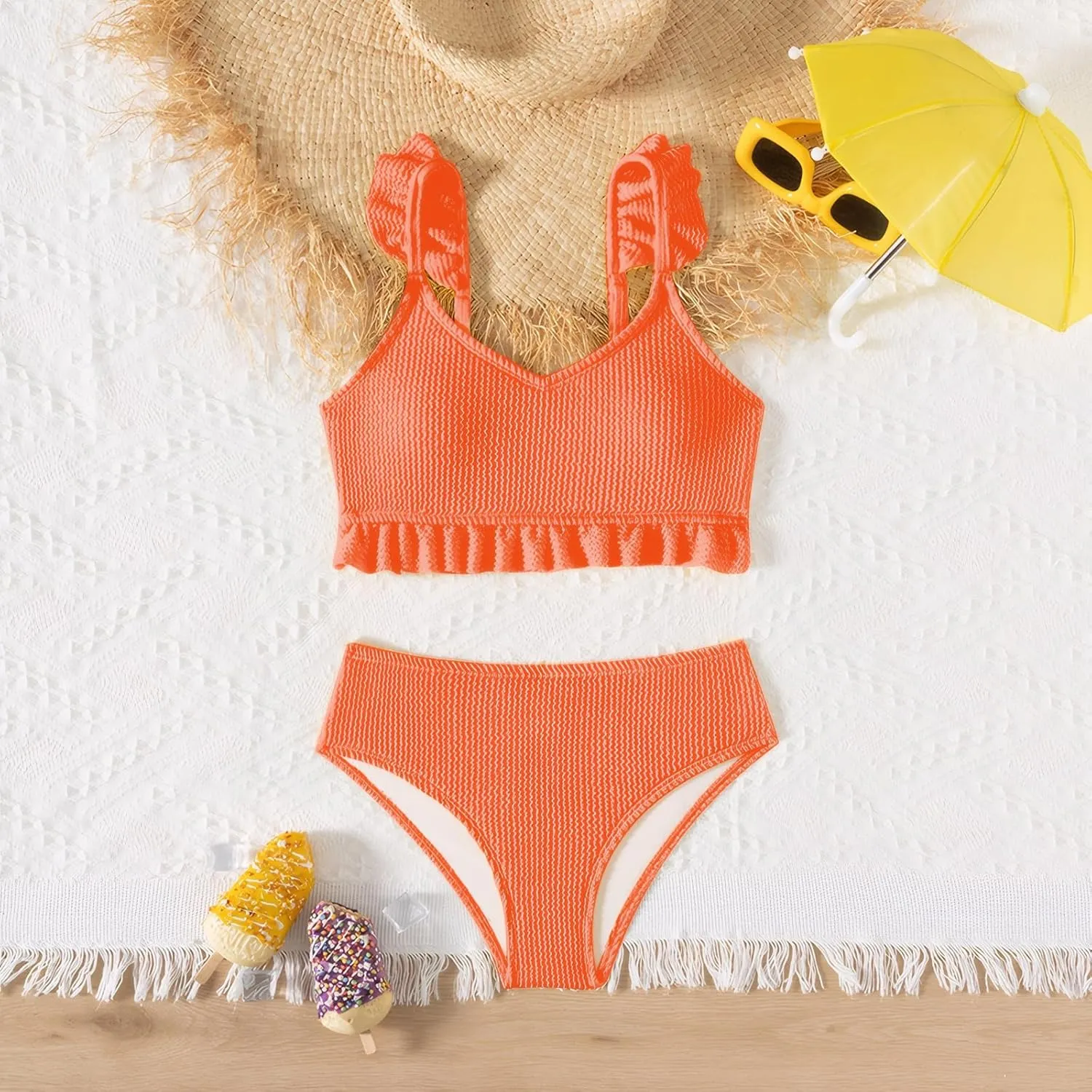 Girls Swimsuit, 2 Piece Bikini Bathing Swimwear 7-16Y