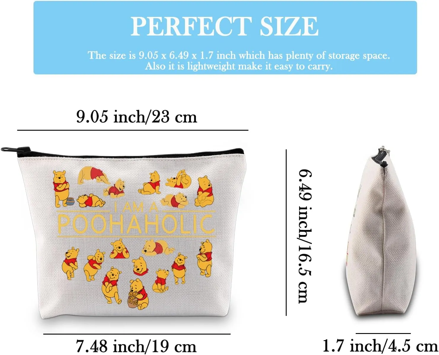 GJTIM Bear Gift Cartoon Character Fans Gift Bear Accessories I Am A Poohaholic Travel Bag (Poohaholic Bag)