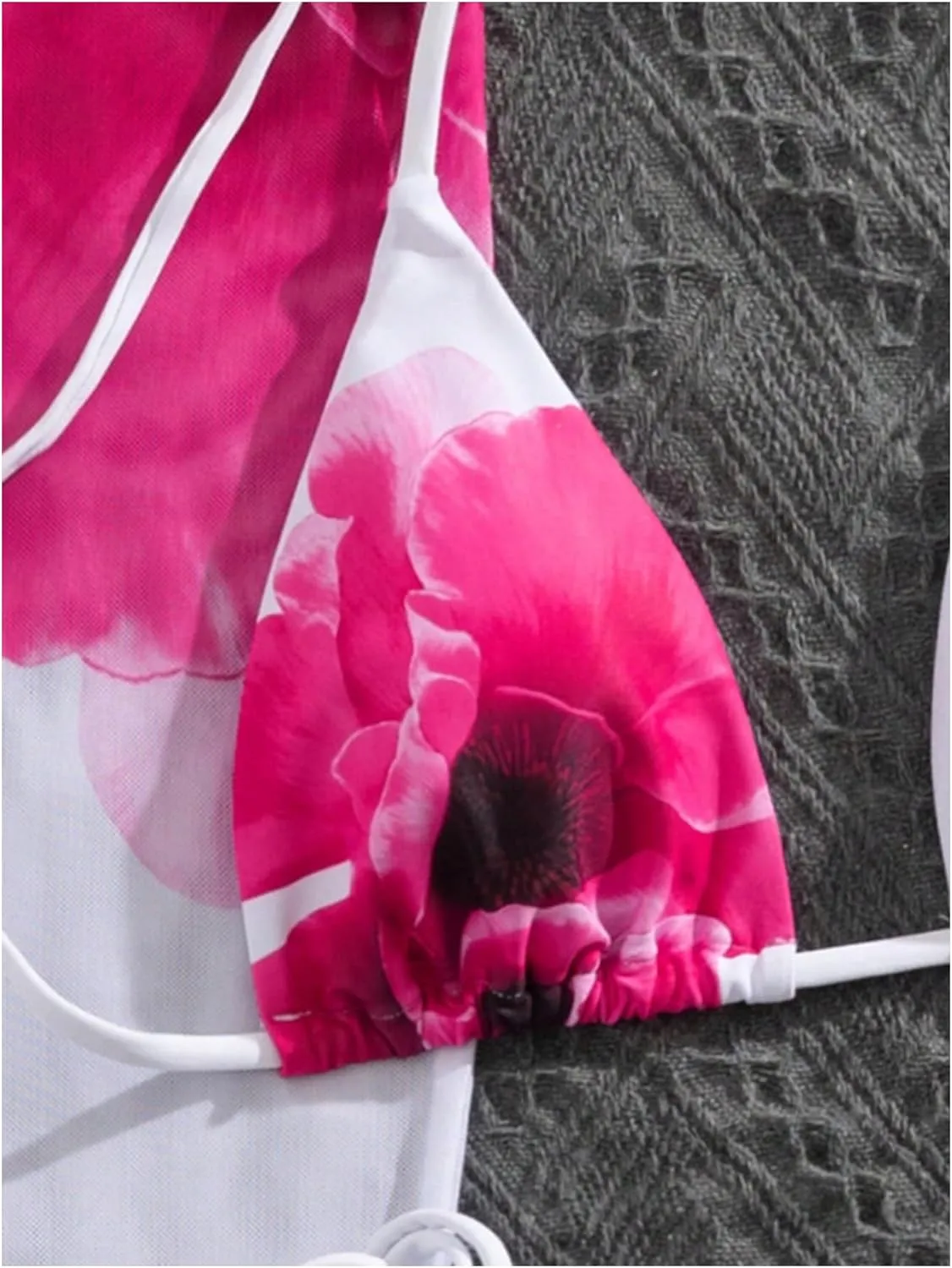 GORGLITTER Women's 3 Piece Swimsuits Floral Halter Triangle String Bikini Set with Cover Up Skirt