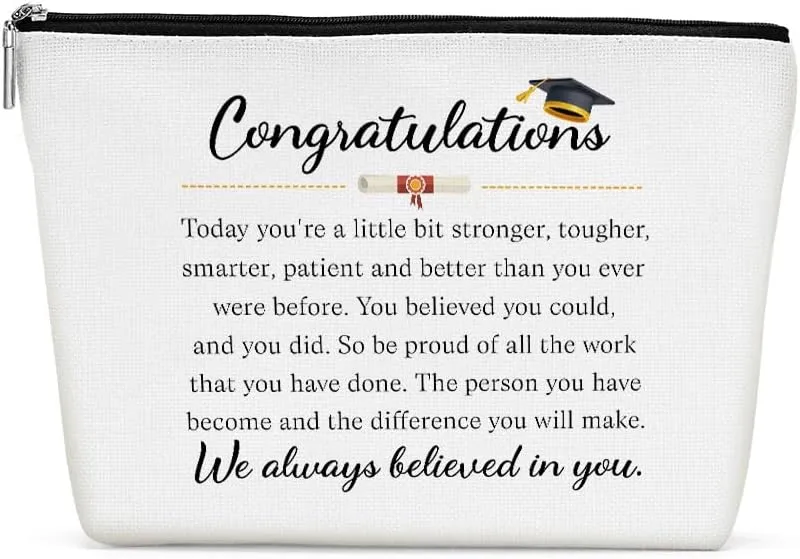 Graduation Gift, Graduation Gifts for Her, Congratulation Gift Makeup Bag Inspirational Class of 2024 Cosmetic Bag Make up Bag Travel Toiletry Bag for Women Senior High College Graduate Nurse Doctor